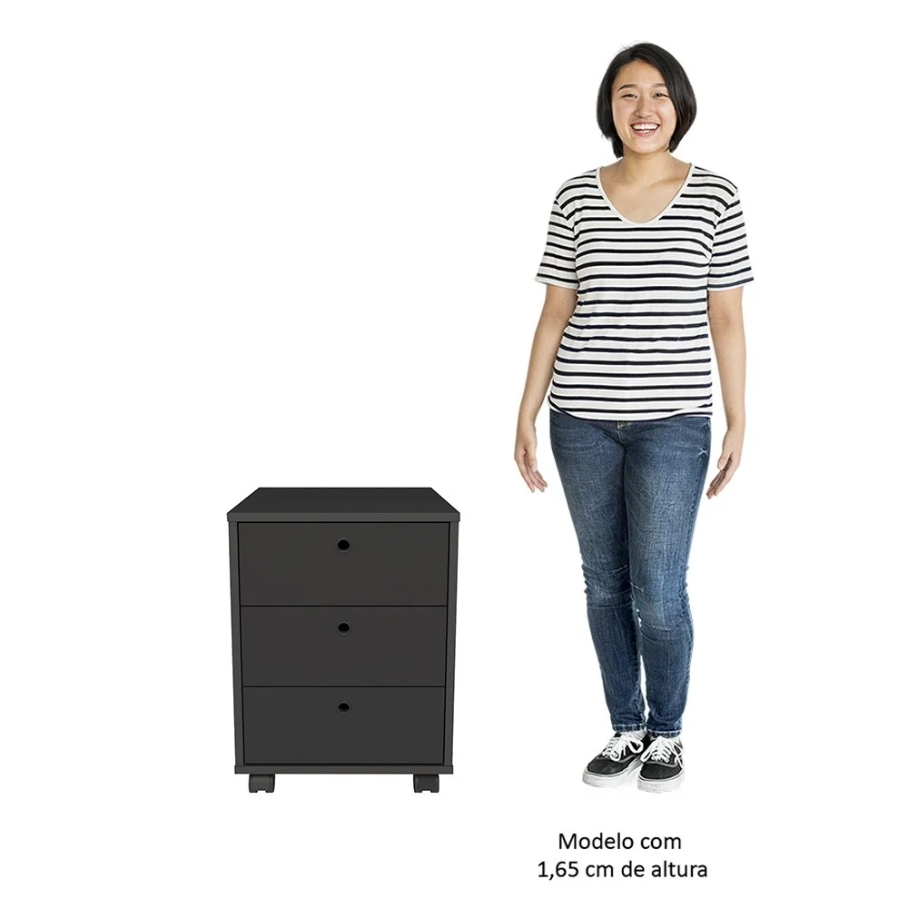 Conjunto Escritório Home Office 4 Peças Lux Industrial A06 Freijó/Preto - Mpozenato