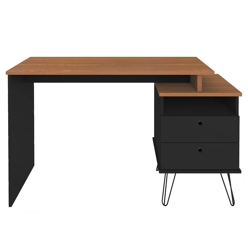 Conjunto Escritório Home Office 4 Peças Lux Industrial A06 Freijó/Preto - Mpozenato