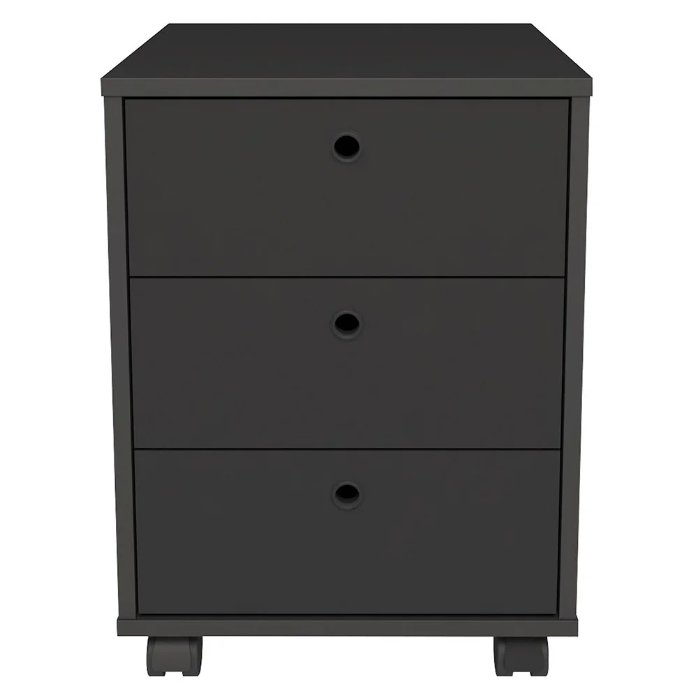 Mesa Escrivaninha Lux Industrial e Gaveteiro com Rodízios Nil A06 Freijó/Preto - Mpozenato