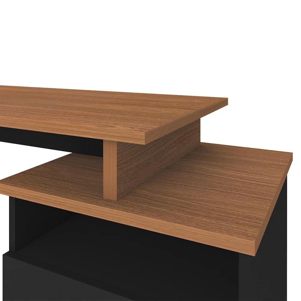 Mesa Escrivaninha Lux Industrial e Gaveteiro com Rodízios Nil A06 Freijó/Preto - Mpozenato