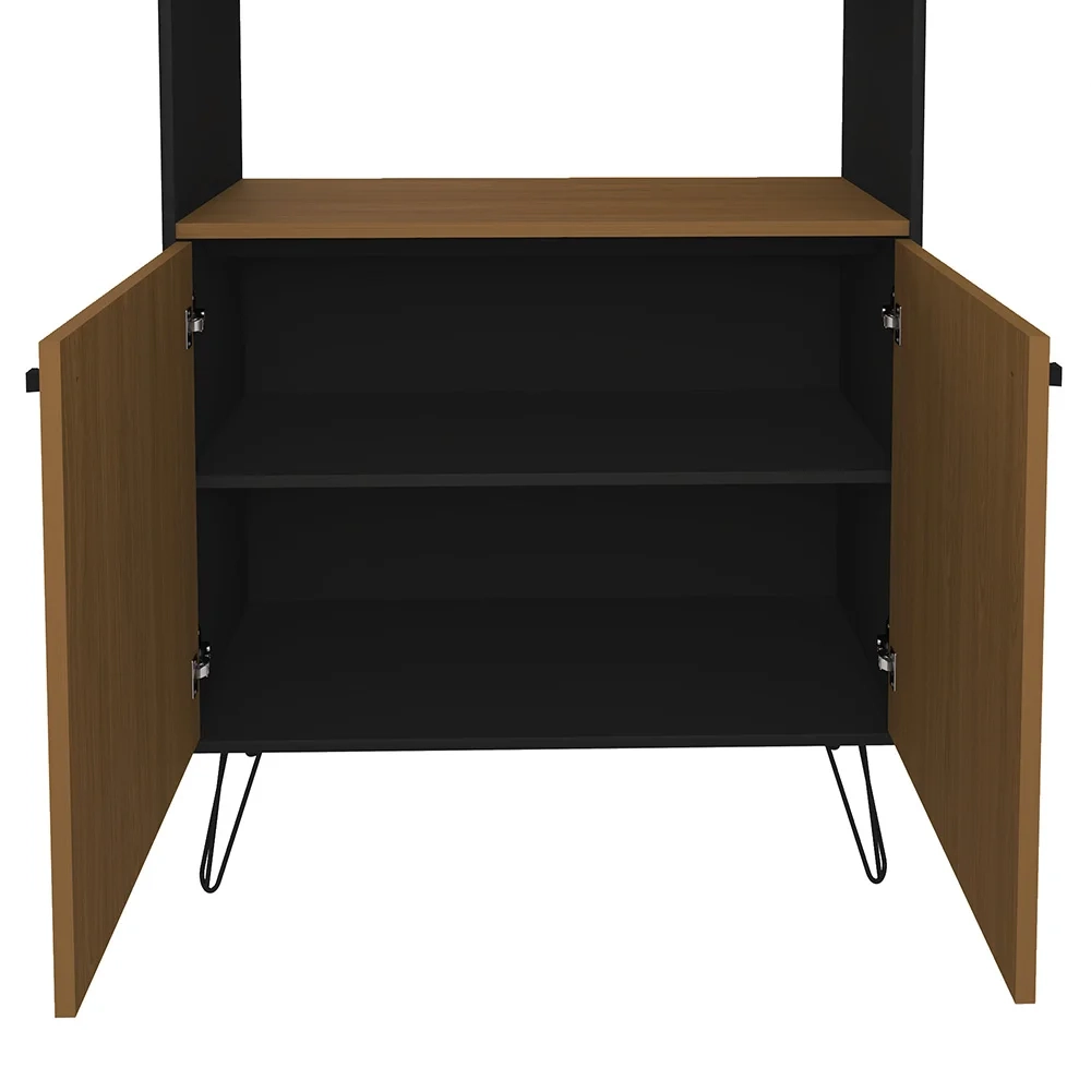 Kit 2 Estante Livreiro Decorativa 2 Portas Industrial Lit A06 Freijó/Preto - Mpozenato