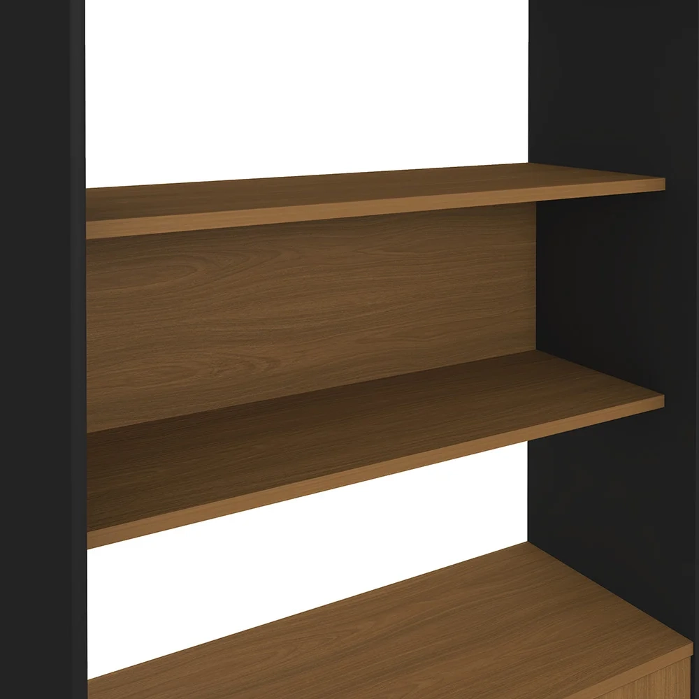 Kit 2 Estante Livreiro Decorativa 2 Portas Industrial Lit A06 Freijó/Preto - Mpozenato