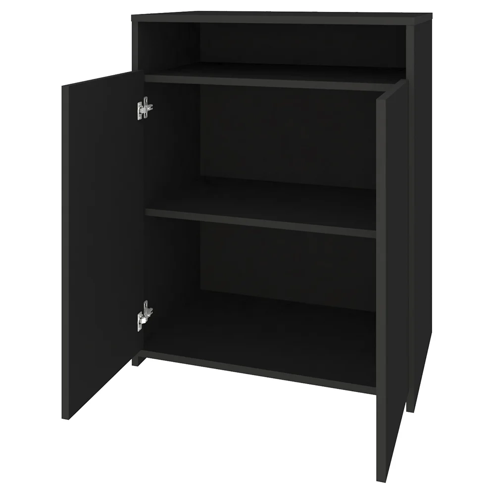 Kit 2 Balcão para Escritório Café 60cm 2 Portas Look A06 Preto - Mpozenato