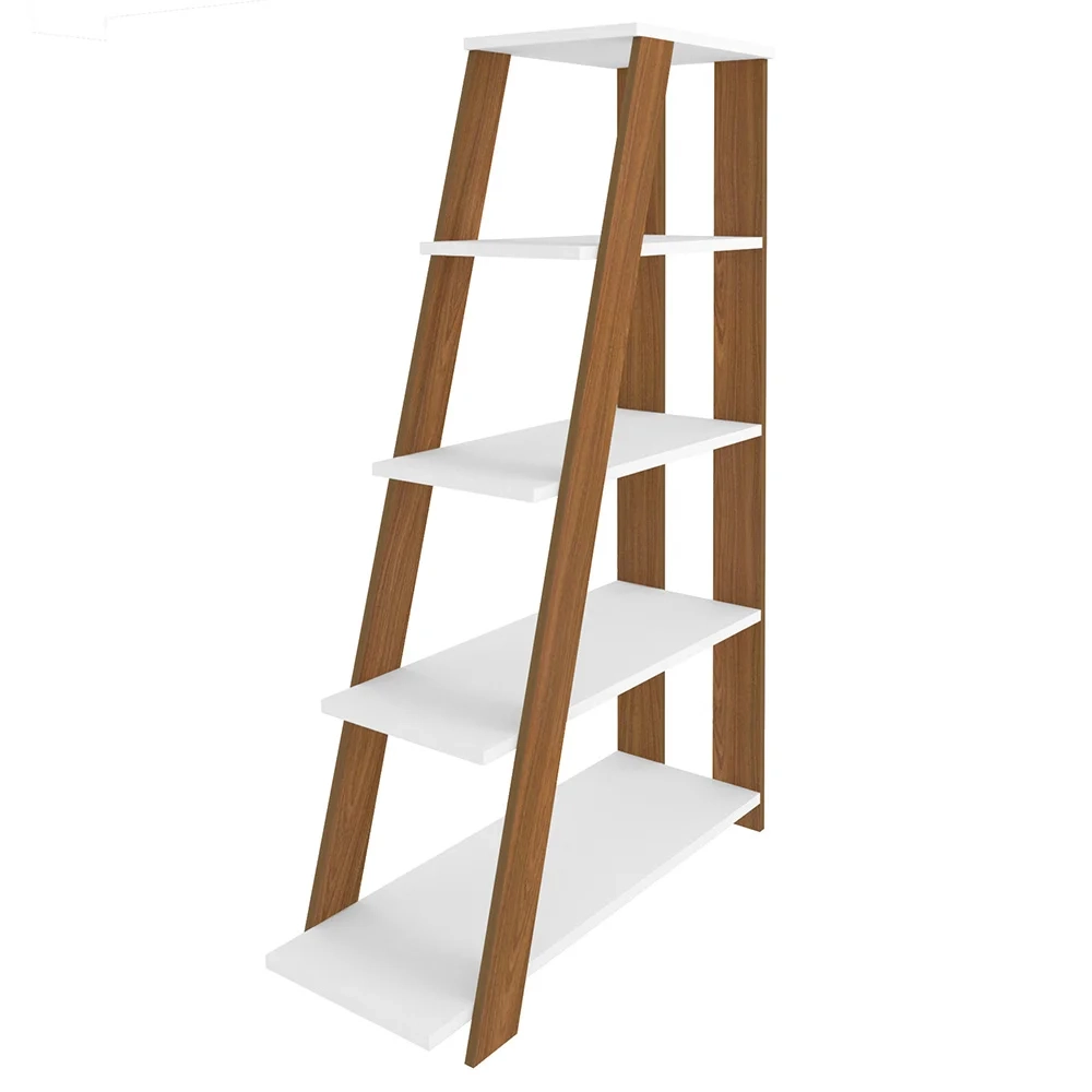 Kit 2 Estante Multiuso Decorativa 5 Prateleiras Stela A06 Freijó/Branco - Mpozenato 