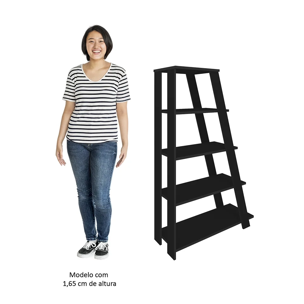 Kit 2 Estante Multiuso Decorativa 5 Prateleiras Stela A06 Preto - Mpozenato 