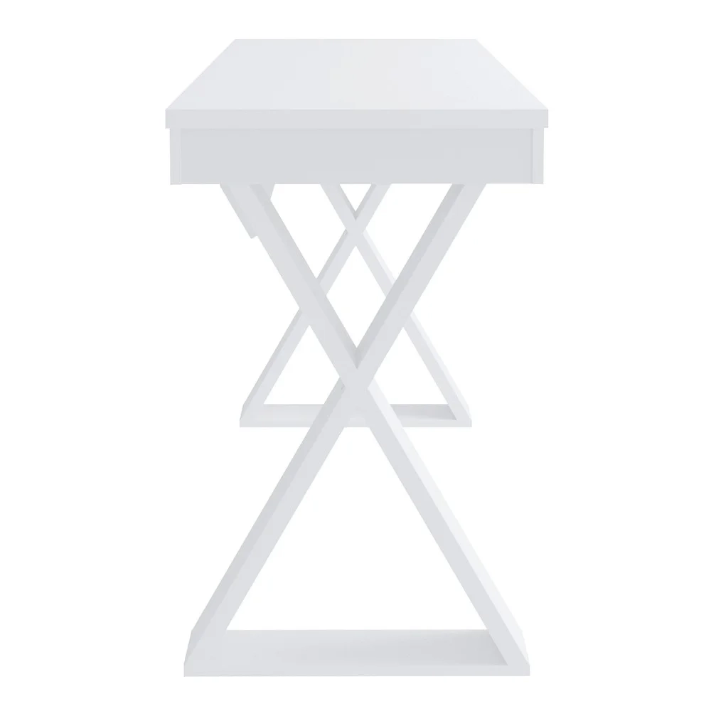 Mesa Escrivaninha 90cm Veneti e Estante Livreiro 90x187cm Lean A06 Branco - Mpozenato