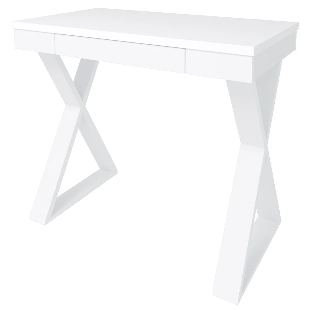 Mesa Escrivaninha 90cm Veneti e Estante Livreiro 90x187cm Lean A06 Branco - Mpozenato