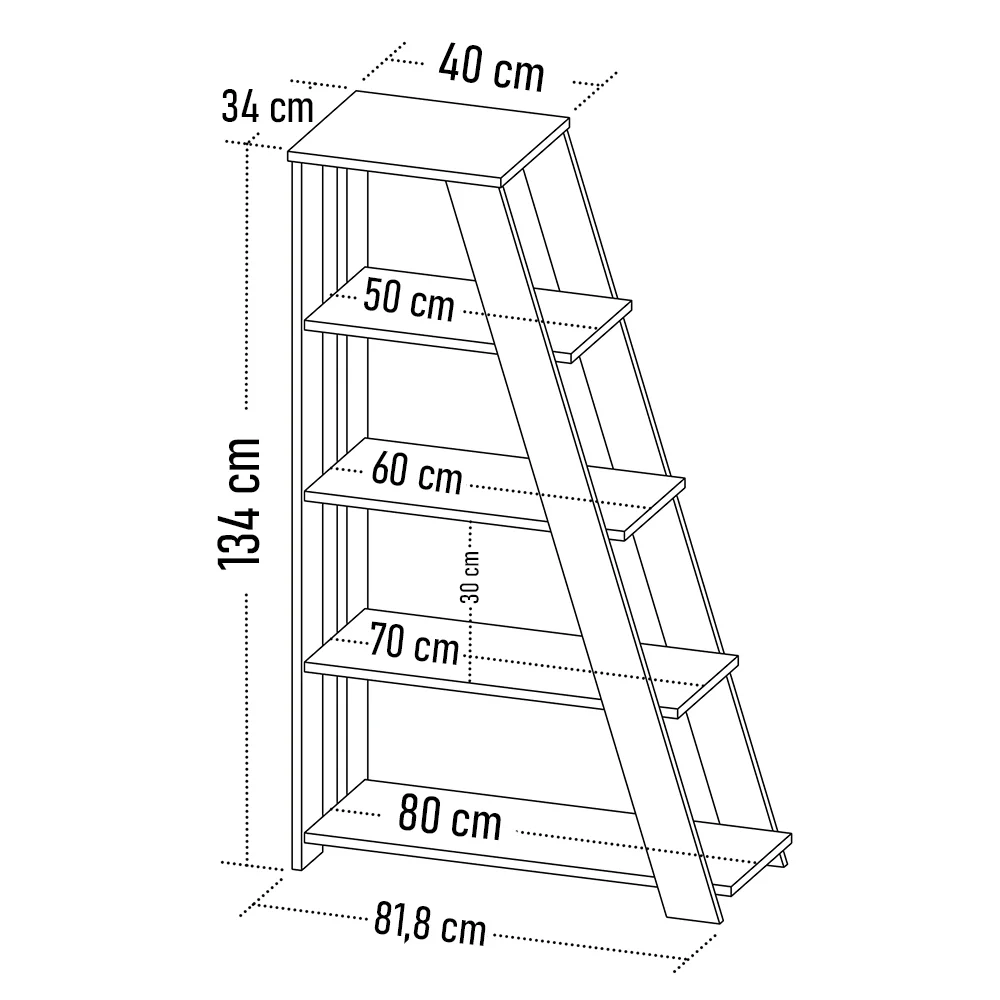 Kit 2 Estante Multiuso Decorativa 5 Prateleiras Stela A06 Freijó - Mpozenato 