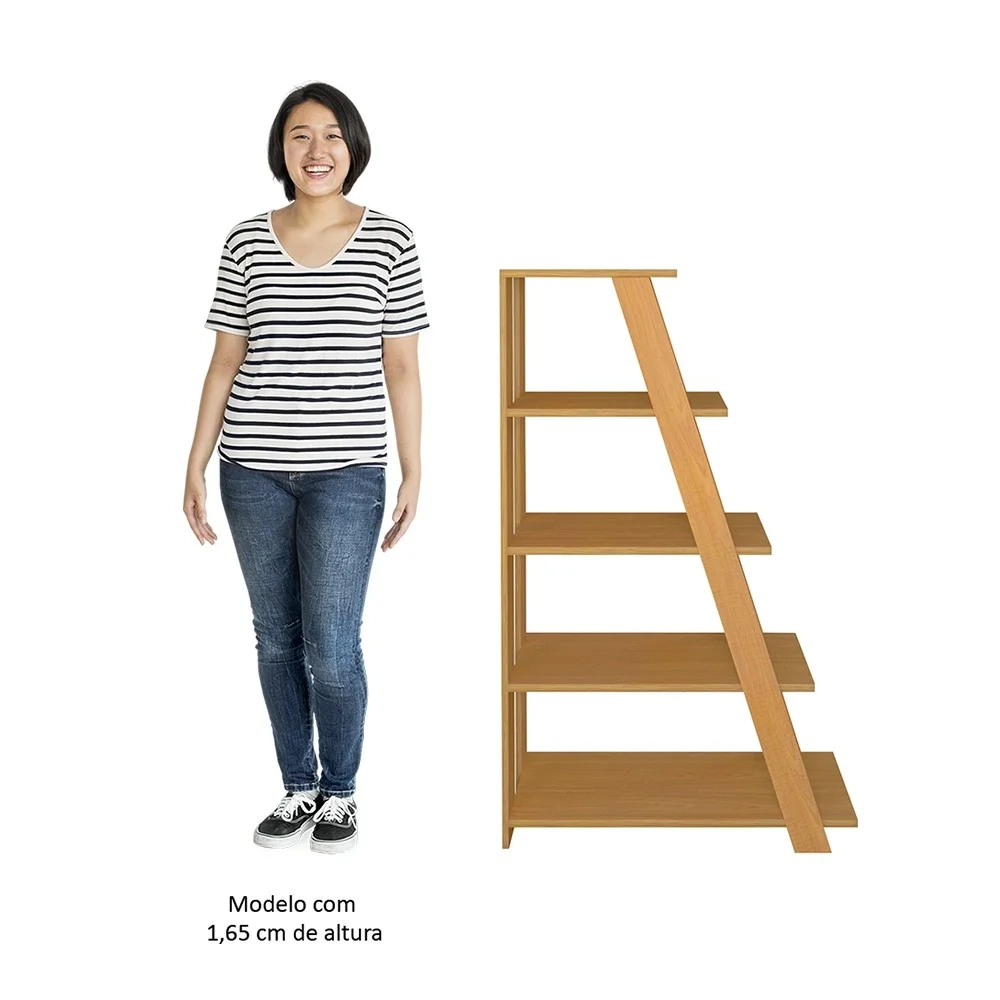 Kit 2 Estante Multiuso Decorativa 5 Prateleiras Stela A06 Freijó - Mpozenato 