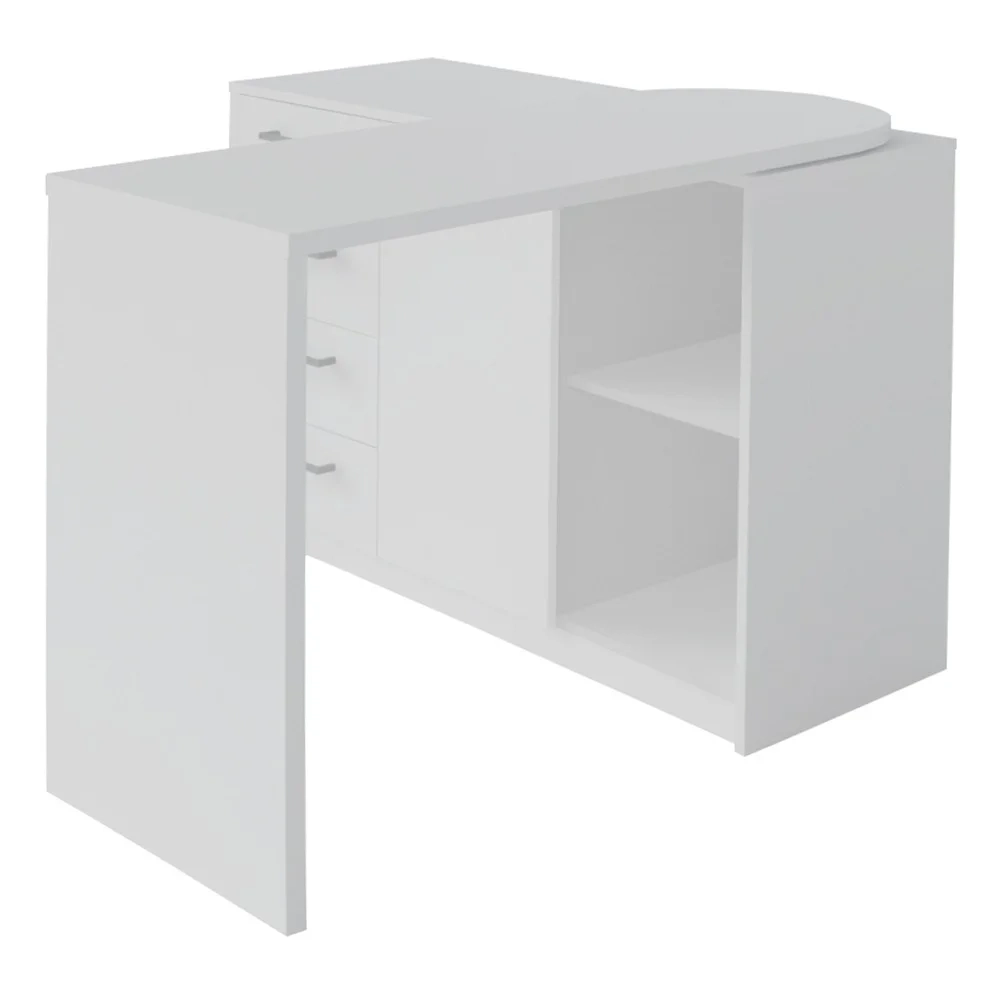 Mesa Escrivaninha Lagan e Estante Livreiro 90x187cm Lean A06 Branco - Mpozenato