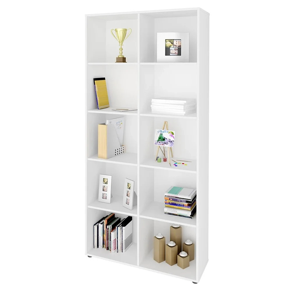 Mesa Escrivaninha Lagan e Estante Livreiro 90x187cm Lean A06 Branco - Mpozenato