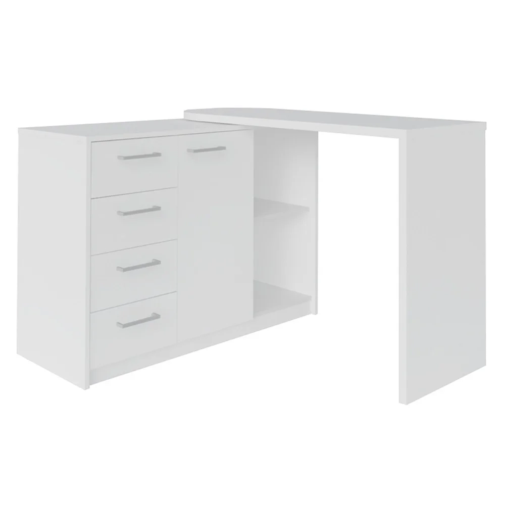 Mesa Escrivaninha Lagan e Estante Livreiro 90x187cm Lean A06 Branco - Mpozenato