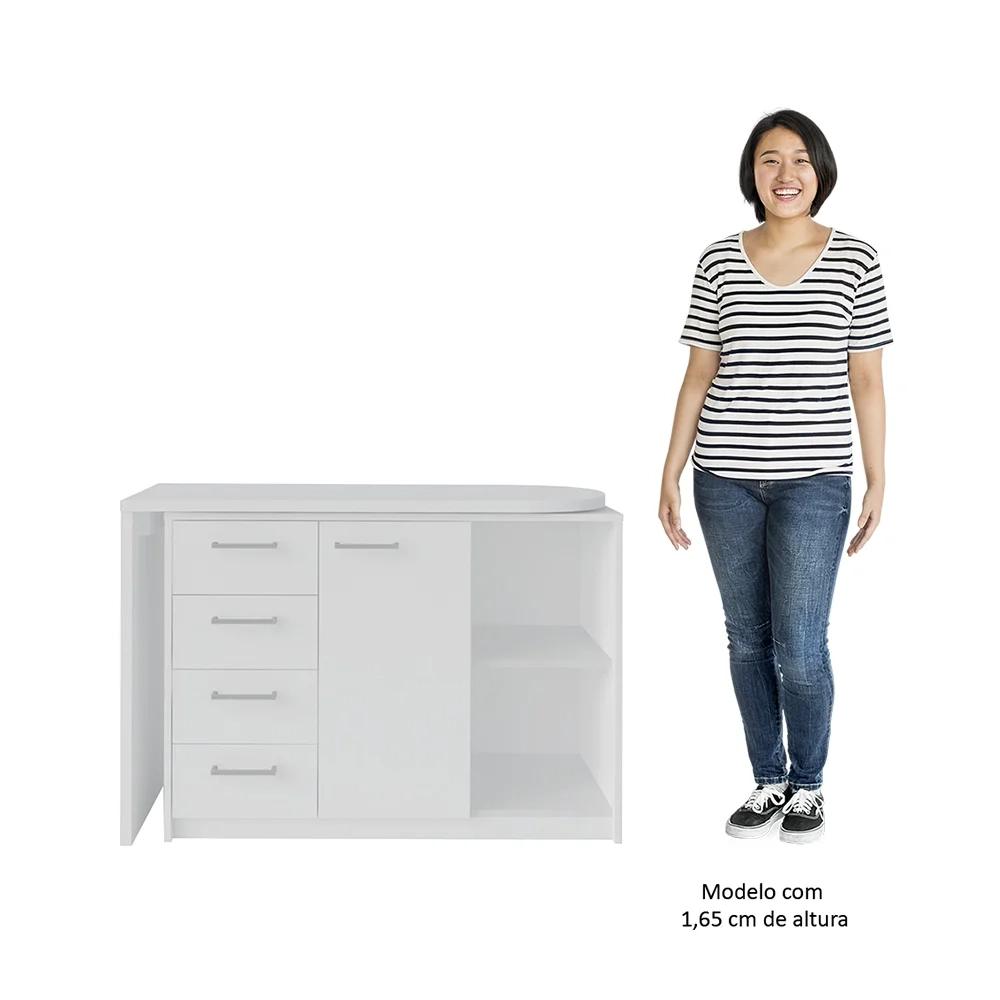 Mesa Escrivaninha Lagan e Estante Livreiro 90x187cm Lean A06 Branco - Mpozenato