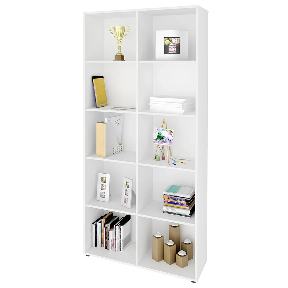 Mesa Escrivaninha em L Link e Estante Livreiro 90x187cm Lean A06 Branco - Mpozenato