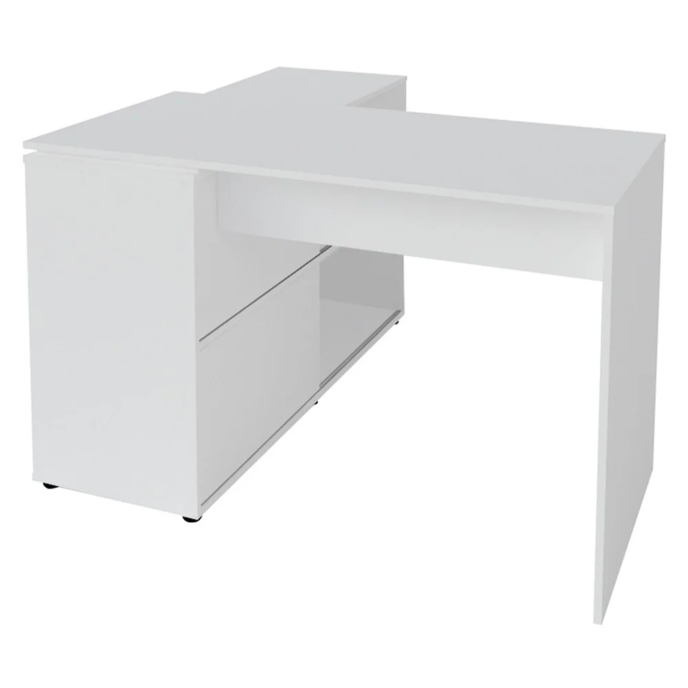 Mesa Escrivaninha em L Link e Estante Livreiro 90x187cm Lean A06 Branco - Mpozenato