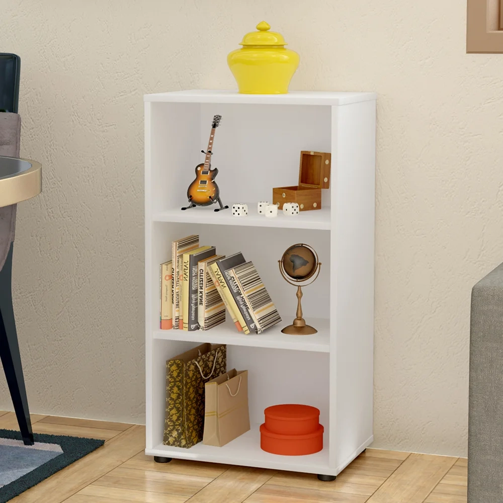 Mesa Escrivaninha 90cm Veneti e Estante Livreiro 45x81cm Lean A06 Branco - Mpozenato