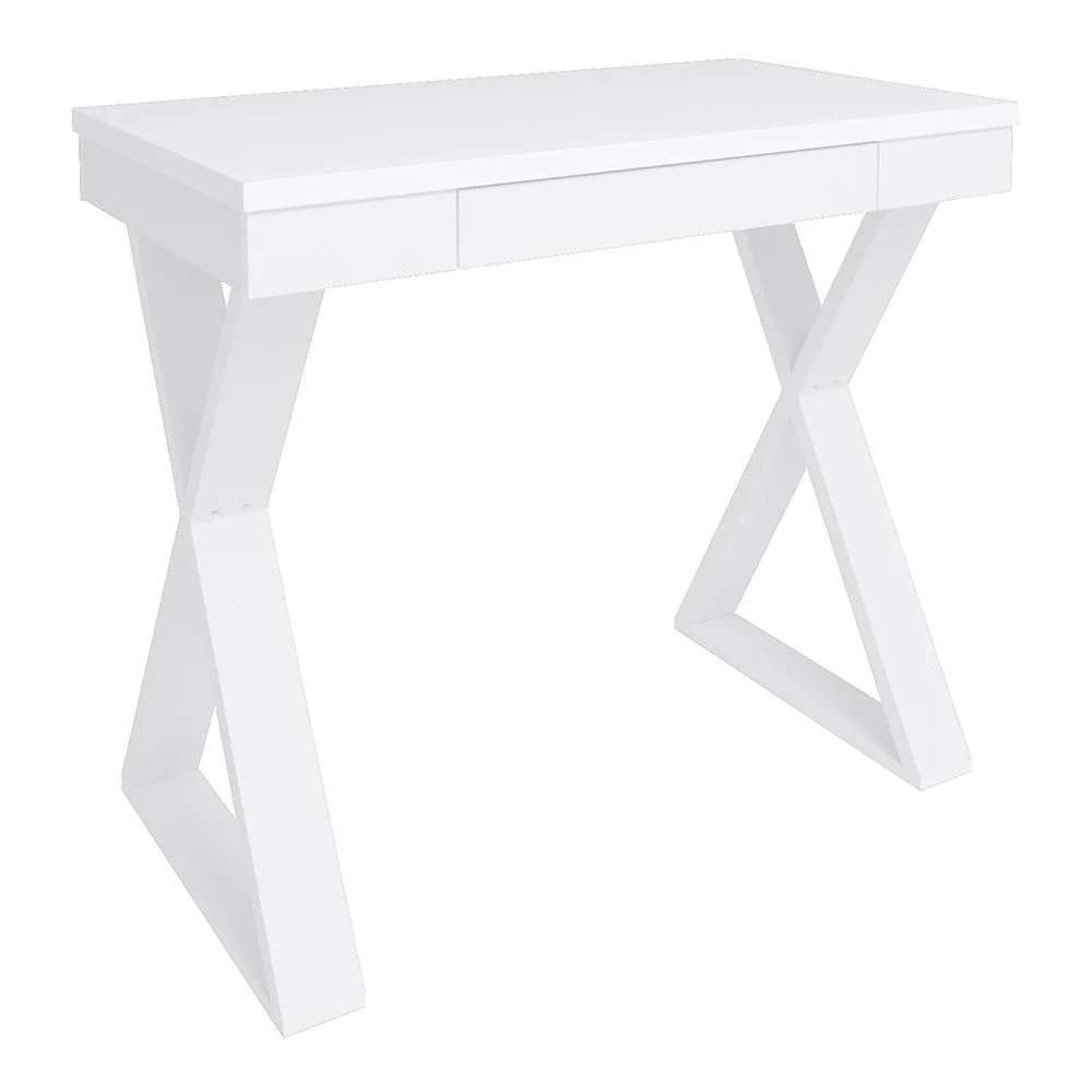 Mesa Escrivaninha 90cm Veneti e Estante Livreiro 45x81cm Lean A06 Branco - Mpozenato