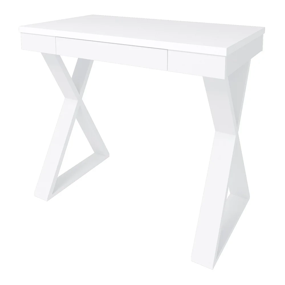 Mesa Escrivaninha 90cm Veneti e Estante Livreiro 45x81cm Lean A06 Branco - Mpozenato