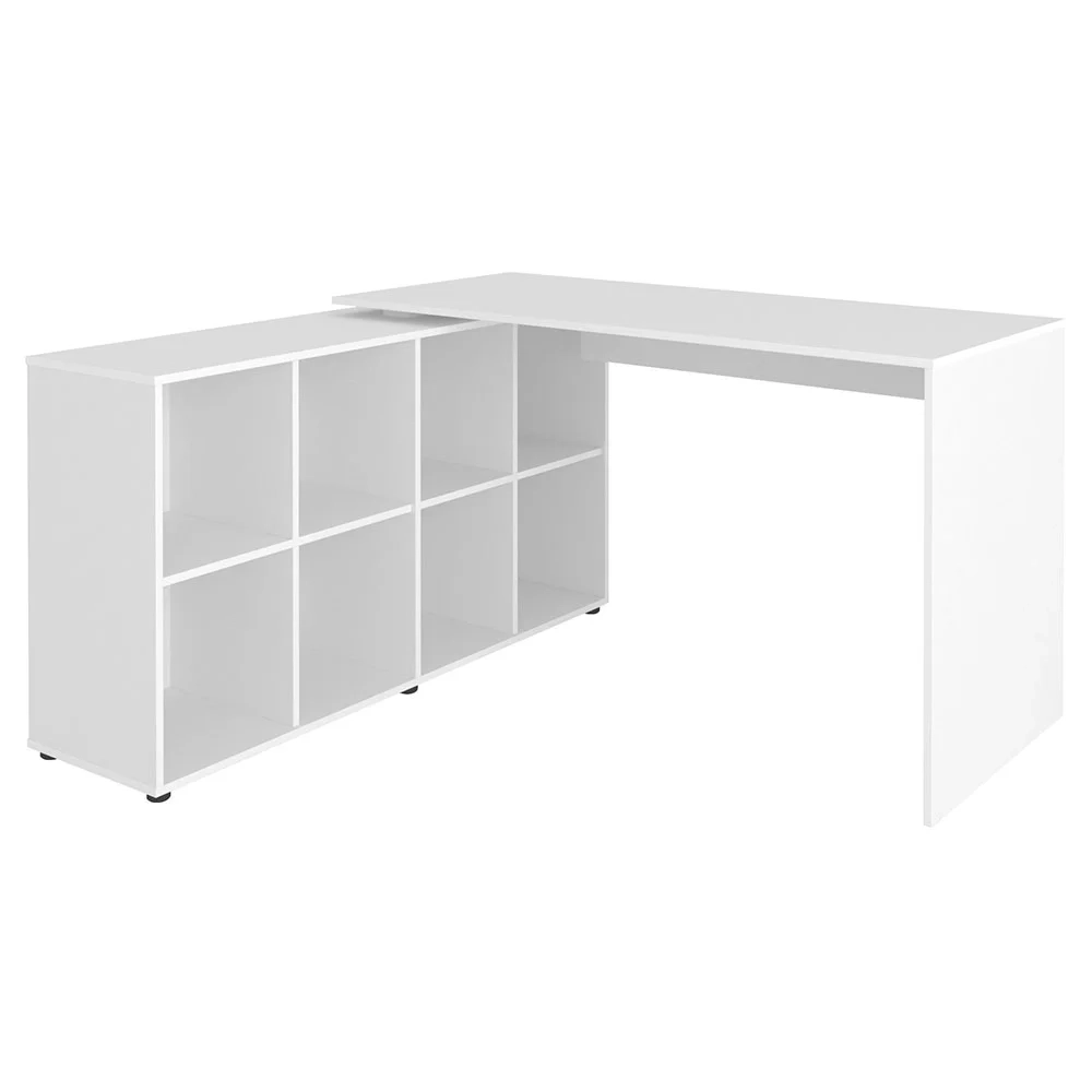 Mesa Escrivaninha em L Eron e Gaveteiro com Rodízios Mity A06 Branco - Mpozenato