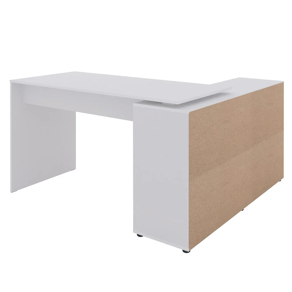 Mesa Escrivaninha em L Eron e Gaveteiro com Rodízios Mity A06 Branco - Mpozenato