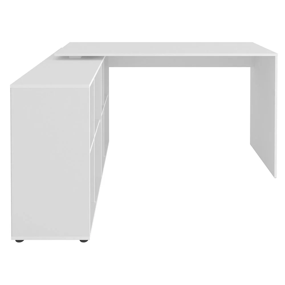 Mesa Escrivaninha em L Eron e Gaveteiro com Rodízios Mity A06 Branco - Mpozenato