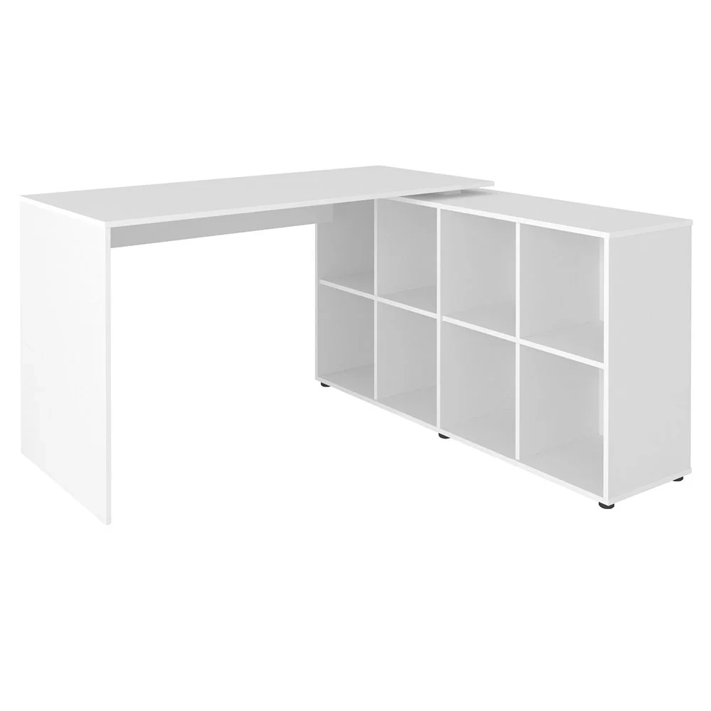 Mesa Escrivaninha em L Eron e Gaveteiro com Rodízios Mity A06 Branco - Mpozenato