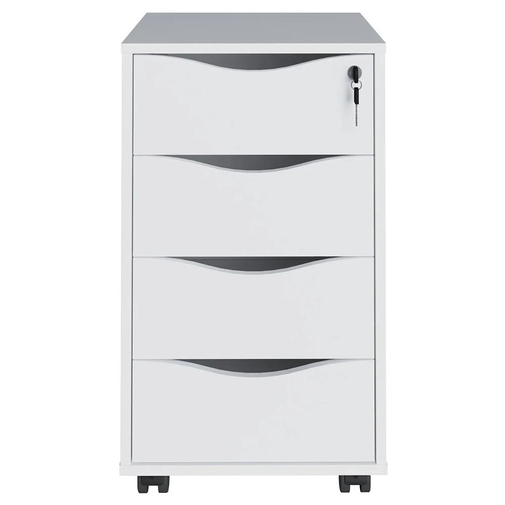 Mesa Escrivaninha em L Eron e Gaveteiro com Rodízios Mity A06 Carvalho/Branco - Mpozenato