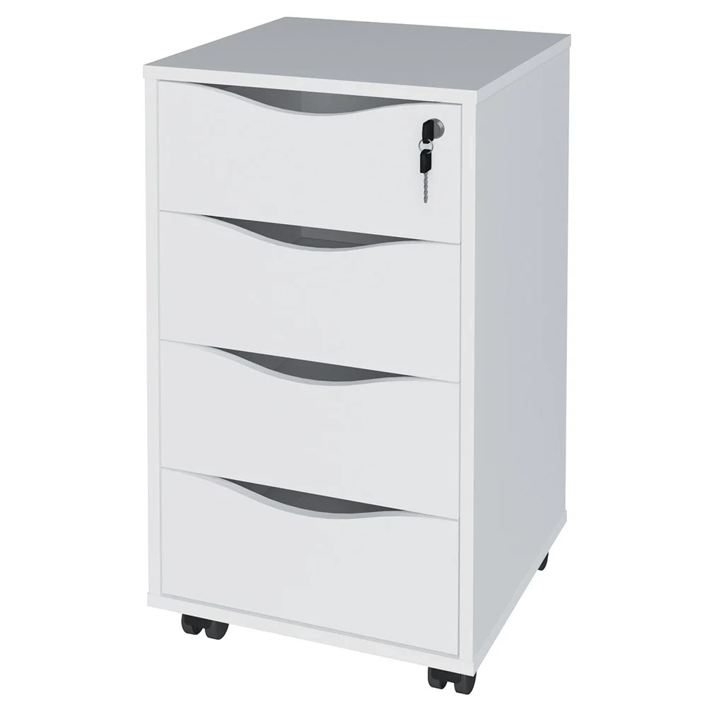 Mesa Escrivaninha em L Eron e Gaveteiro com Rodízios Mity A06 Carvalho/Branco - Mpozenato