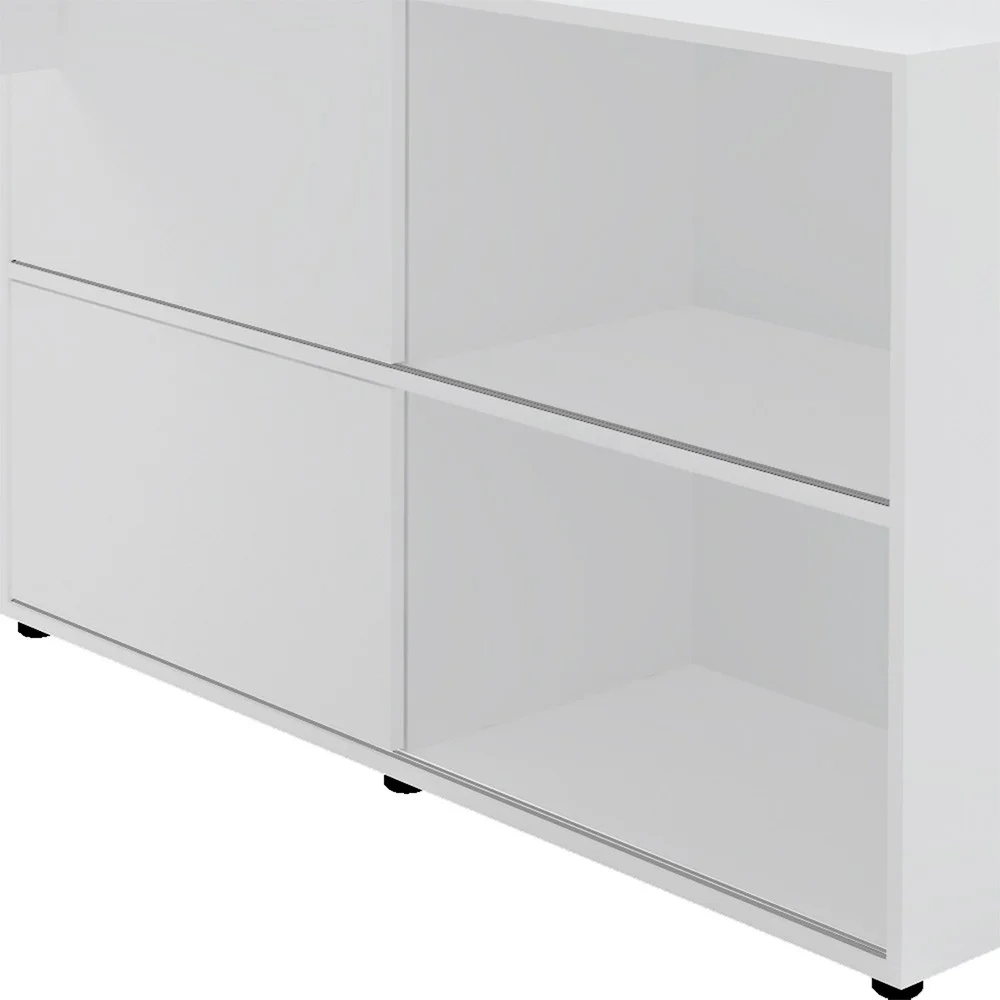 Mesa Escrivaninha em L Link e Estante Livreiro 45x81cm Lean A06 Branco - Mpozenato