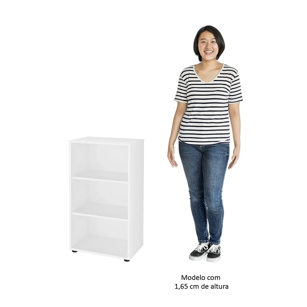 Mesa Escrivaninha em L Link e Estante Livreiro 45x81cm Lean A06 Branco - Mpozenato