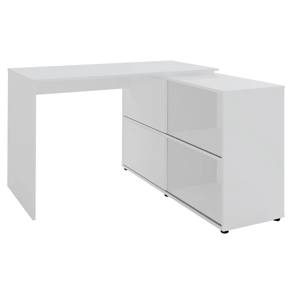 Mesa Escrivaninha em L Link e Estante Livreiro 45x81cm Lean A06 Branco - Mpozenato