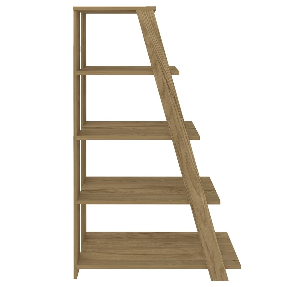 Mesa Escrivaninha em L Golden e Estante Livreiro Stela A06 Olmo/Branco - Mpozenato