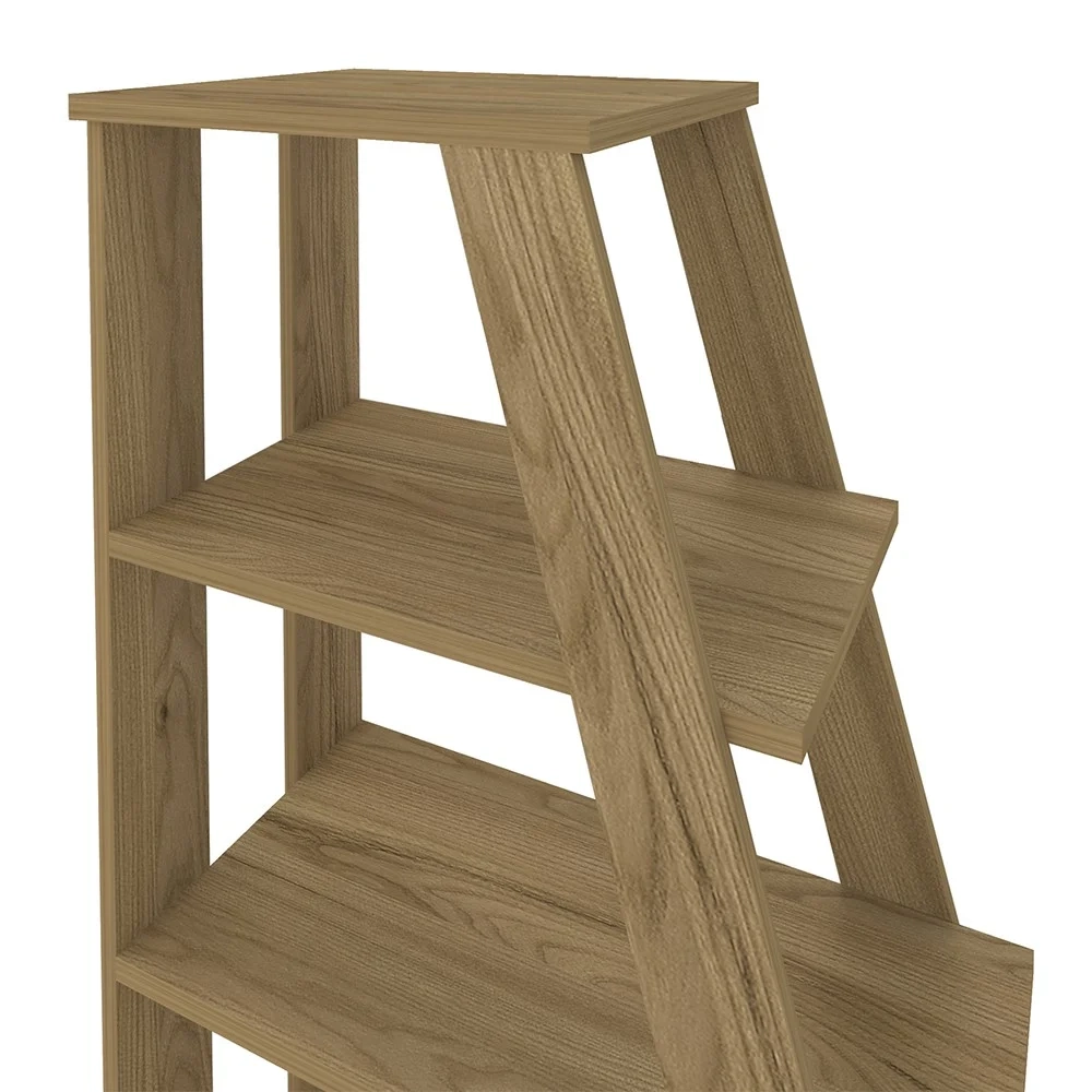 Mesa Escrivaninha em L Golden e Estante Livreiro Stela A06 Olmo/Branco - Mpozenato