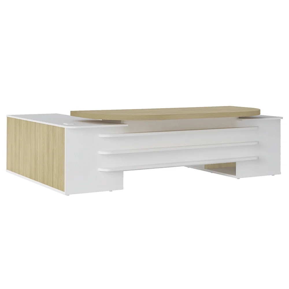 Conjunto Escritório Home Office 3 Peças Mesa em U Corp A06 Carvalho/Branco - Mpozenato