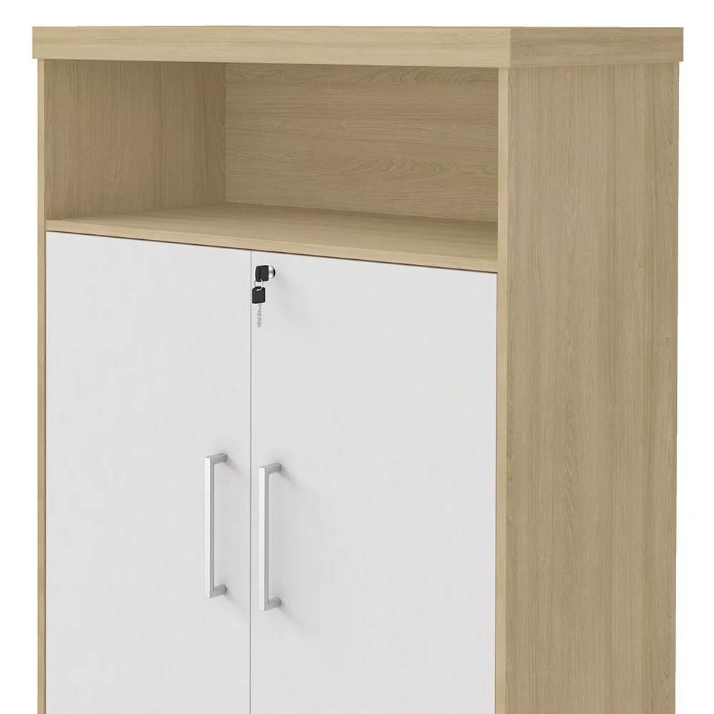 Conjunto Escritório Home Office 3 Peças Mesa em U Corp A06 Carvalho/Branco - Mpozenato