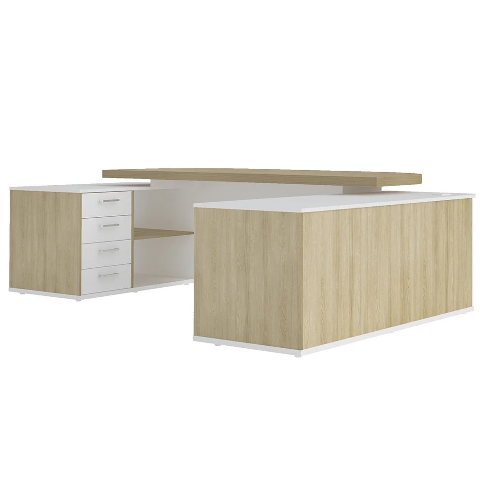 Conjunto Escritório Home Office 3 Peças Mesa em U Corp A06 Carvalho/Branco - Mpozenato