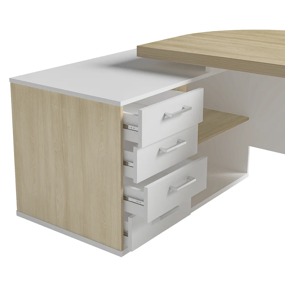 Conjunto Escritório Home Office 3 Peças Mesa em U Corp A06 Carvalho/Branco - Mpozenato