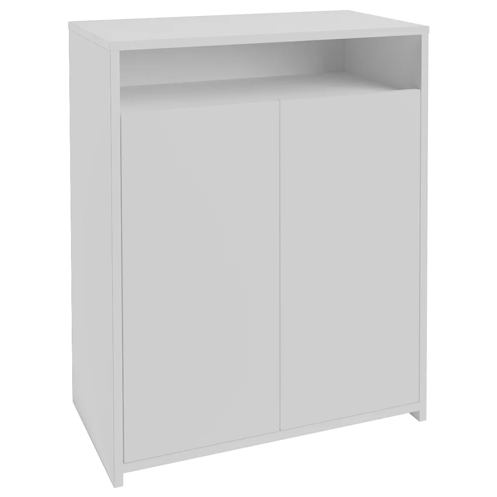 Mesa Escrivaninha em L Eron e Balcão 60cm 2 Portas Look A06 Branco - Mpozenato