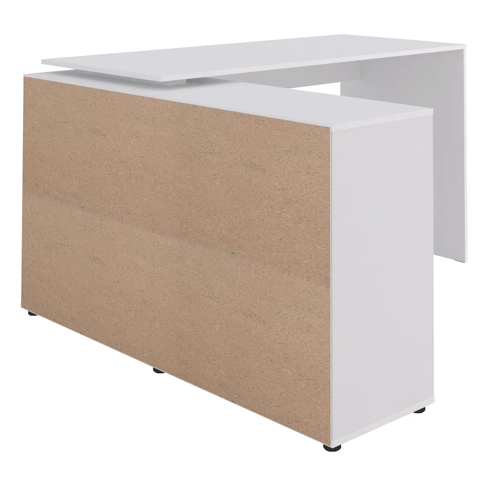 Mesa Escrivaninha em L Eron e Balcão 60cm 2 Portas Look A06 Branco - Mpozenato