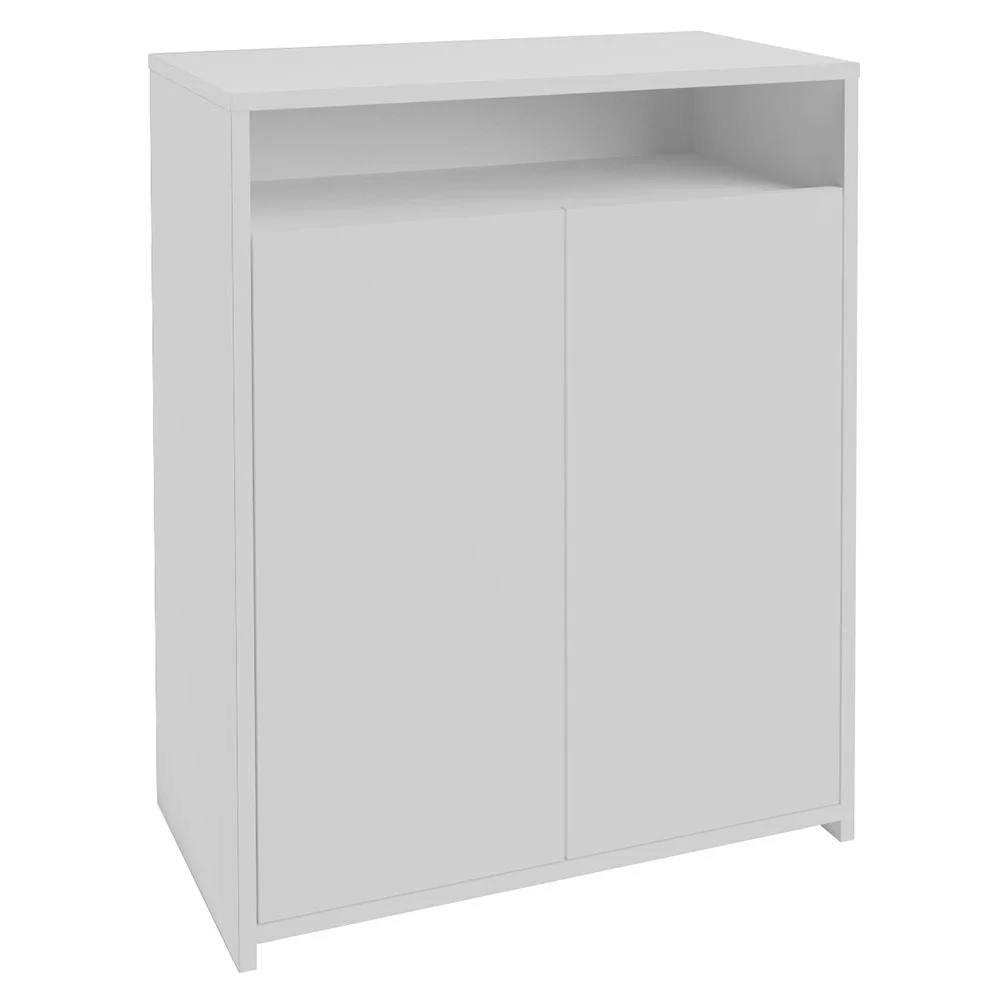 Mesa Escrivaninha em L Eron e Balcão 60cm 2 Portas Look A06 Carvalho/Branco - Mpozenato