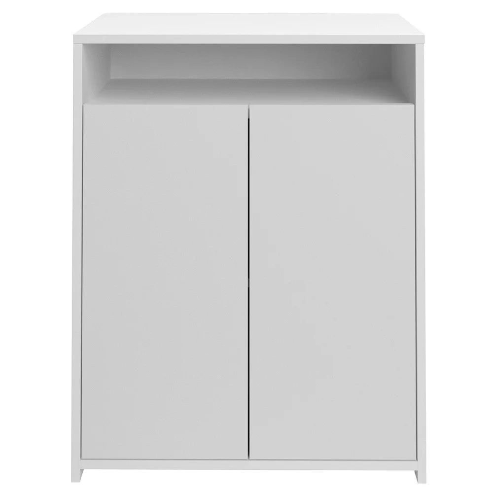 Mesa Escrivaninha em L Eron e Balcão 60cm 2 Portas Look A06 Carvalho/Branco - Mpozenato