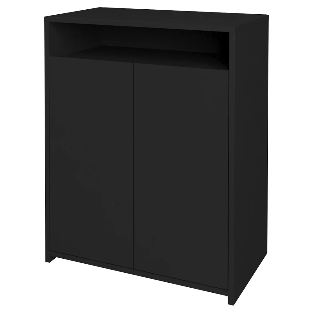 Mesa Escrivaninha em L Eron e Balcão 60cm 2 Portas Look A06 Preto - Mpozenato