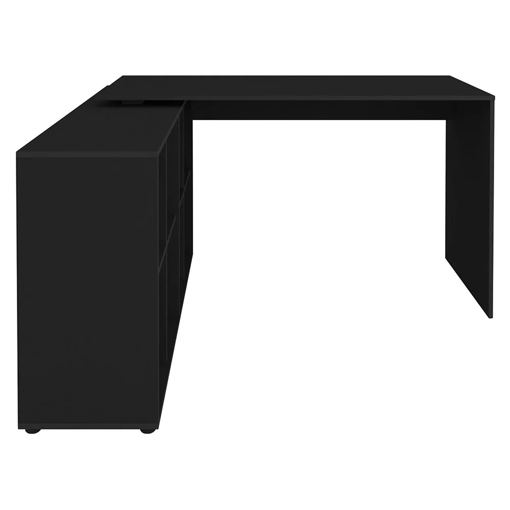 Mesa Escrivaninha em L Eron e Balcão 60cm 2 Portas Look A06 Preto - Mpozenato