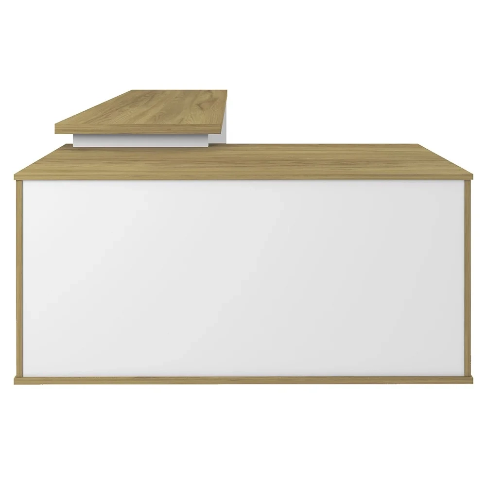 Mesa Escrivaninha em L Sharp e Balcão 70cm 2 Portas Tok A06 Olmo/Branco - Mpozenato