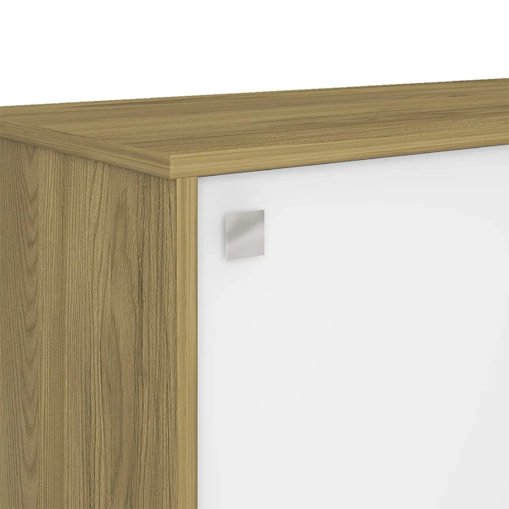 Mesa Escrivaninha em L Sharp e Balcão 70cm 2 Portas Tok A06 Olmo/Branco - Mpozenato