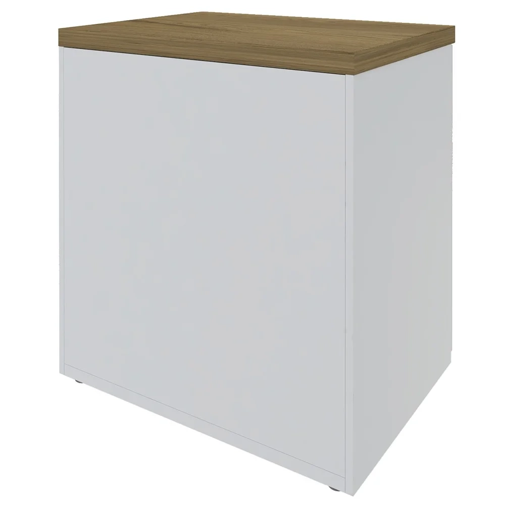 Mesa Escrivaninha em L Sharp e Balcão 70cm 2 Portas Tok A06 Olmo/Branco - Mpozenato