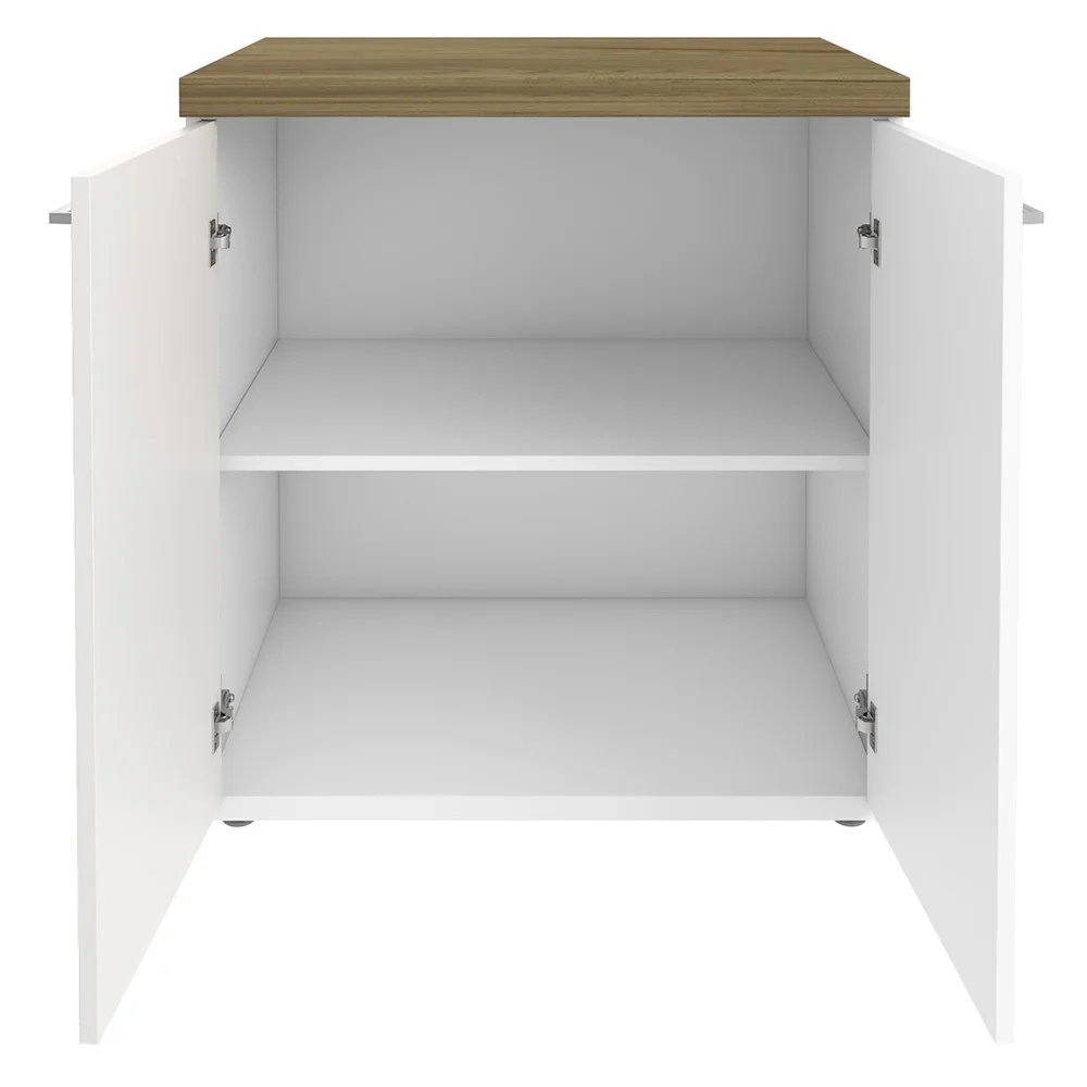 Mesa Escrivaninha em L Sharp e Balcão 70cm 2 Portas Tok A06 Olmo/Branco - Mpozenato