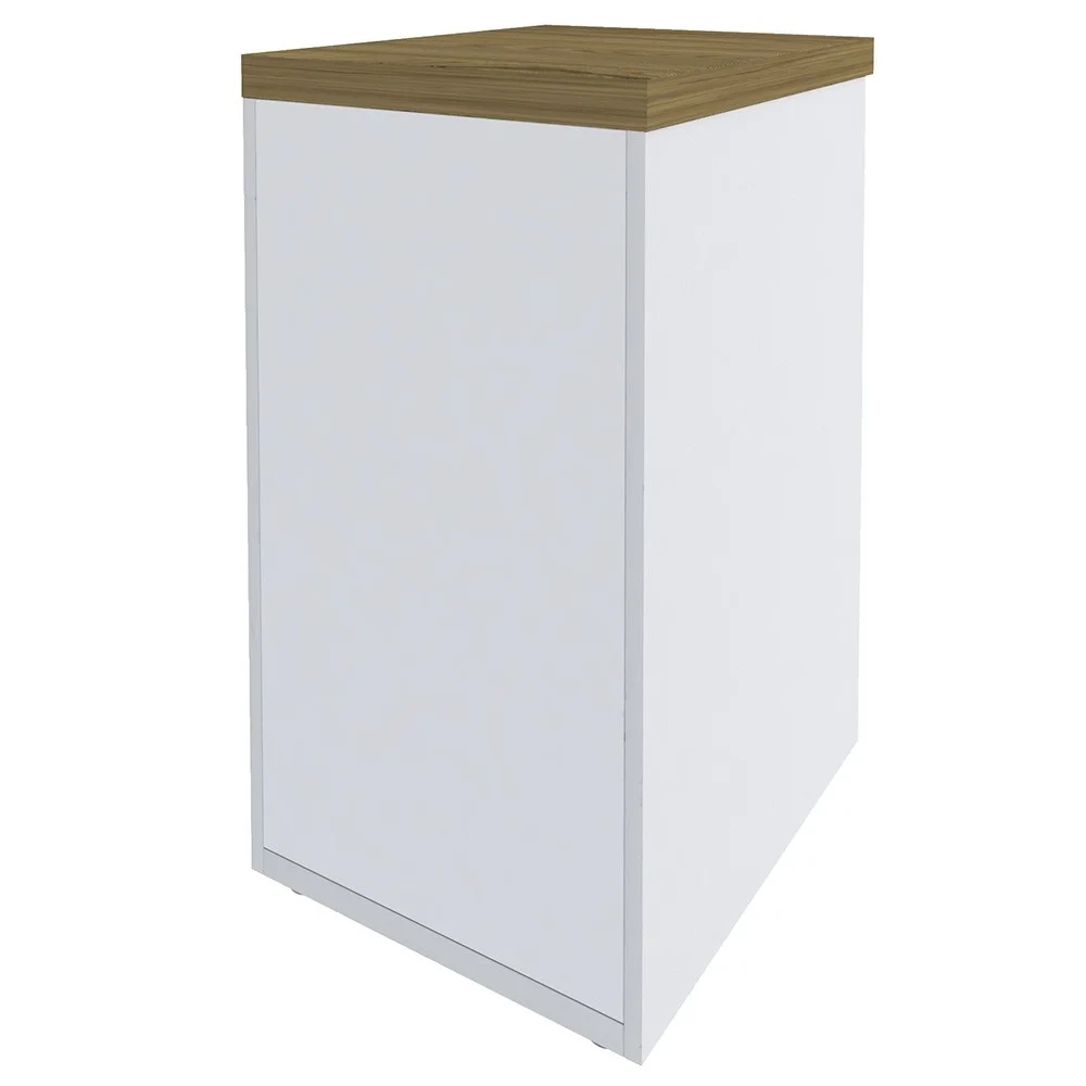 Mesa Escrivaninha em L Sharp e Gaveteiro 2 Gavetas Tok A06 Olmo/Branco - Mpozenato