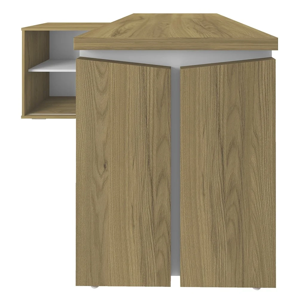 Mesa Escrivaninha em L Sharp e Gaveteiro 2 Gavetas May A06 Olmo/Branco - Mpozenato