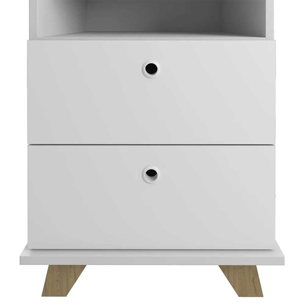 Mesa Escrivaninha em L Sharp e Gaveteiro 2 Gavetas May A06 Olmo/Branco - Mpozenato